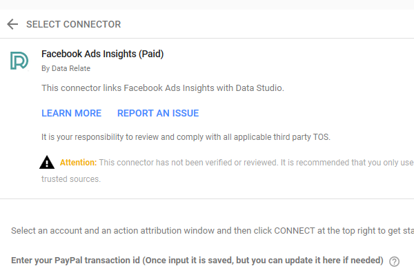 Data Relate Facebook ads connector